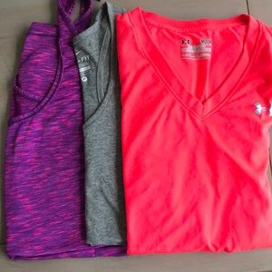2 sports Tanks and 1 sport Under Armour shirt